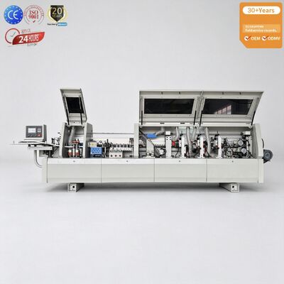 kaufen Professionelle automatische Kantenanleimmaschine mit Encoder-gesteuerter Koordination, Dual-Cutter-Vorfräsen und gleichmäßiger Heißschmelzverteilung für die Holzbearbeitung online manufacture